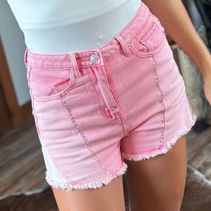 Pink colorblock shorts